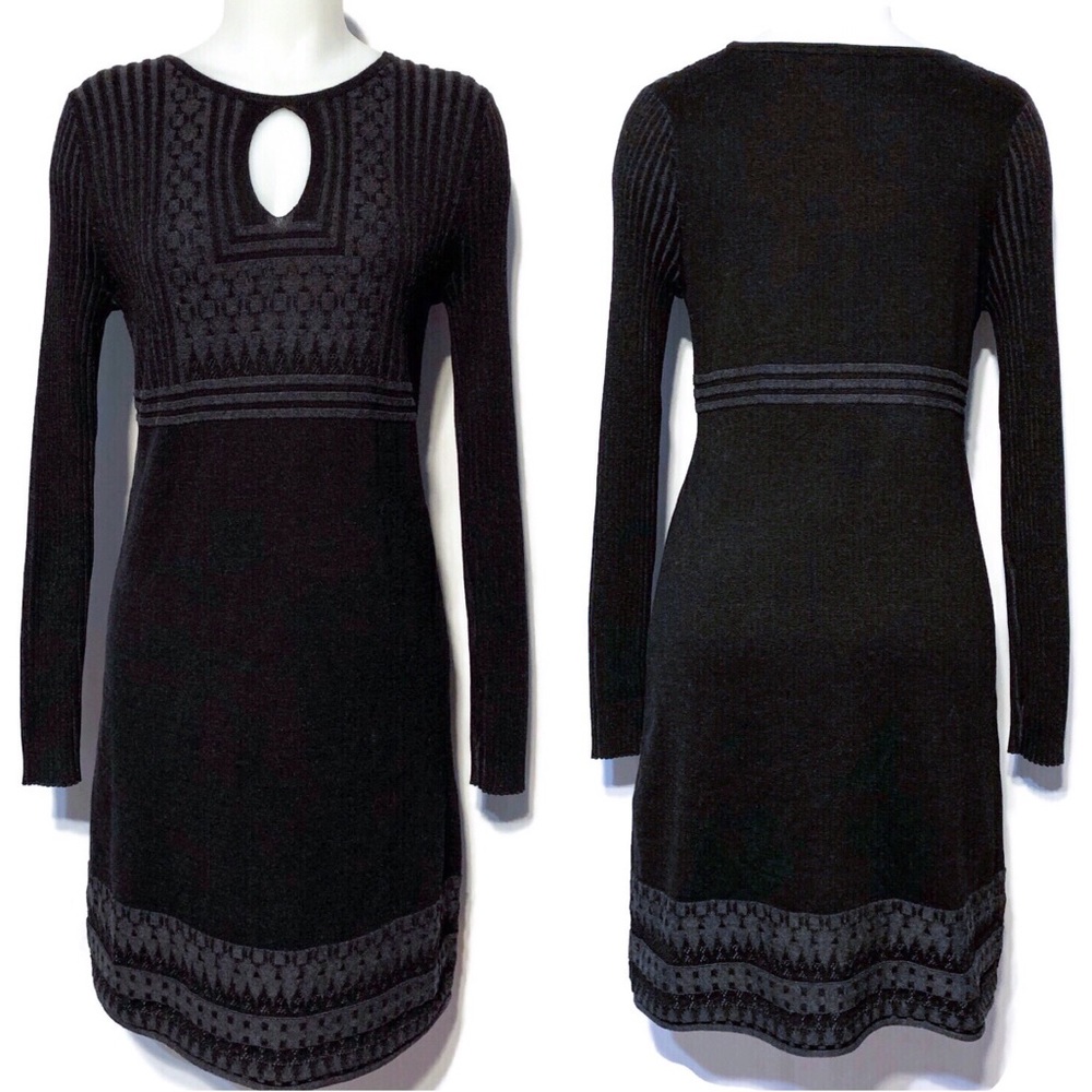 Sassy Knit Dress Black Gray Acrylic Blend M/L